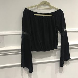 F 21 off the shoulder lace sleeve top